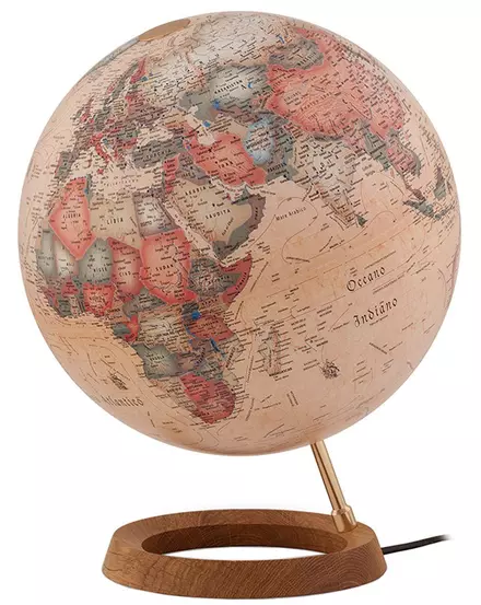 Cartographia-Glob pamantesc FULL CIRCLE 1, 30 cm - iluminat, antic, talpa din lemn - limba maghiara - 8007239008885