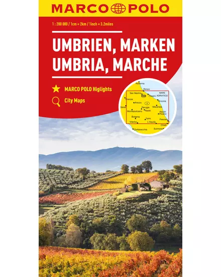 Cartographia-Italia harta regiunii 1:200 000 Umbria, Marche - Marco Polo-9783575016652