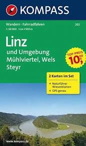 K 202 Linz și împrejurimi, Mühlviertel, Wels, Steyr harta turistică
