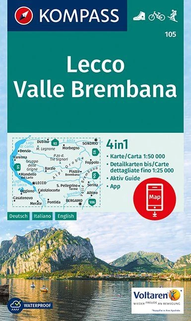 K 105 Lecco/Valle Brembana harta turistică 4in1