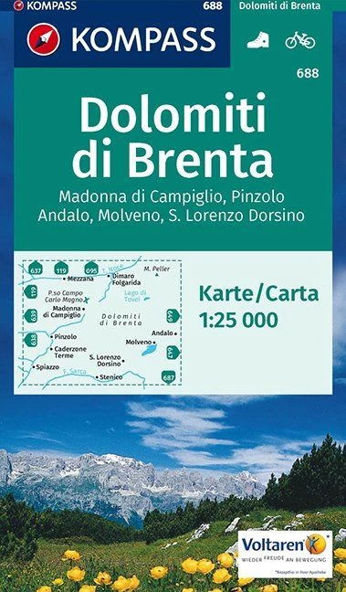 K 688 Dolomiții Brenta, Madonna di Campiglio, Andalo, Molveno harta turistică