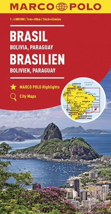 Brazilia, Bolivia, Paraguay, Uruguay harta