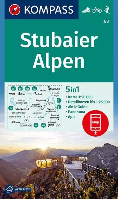 K 83 Alpii Stubai harta turistică 5in1
