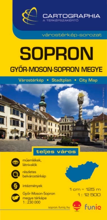 Sopron harta orașului (harta județului  Győr-Moson-Sopron)