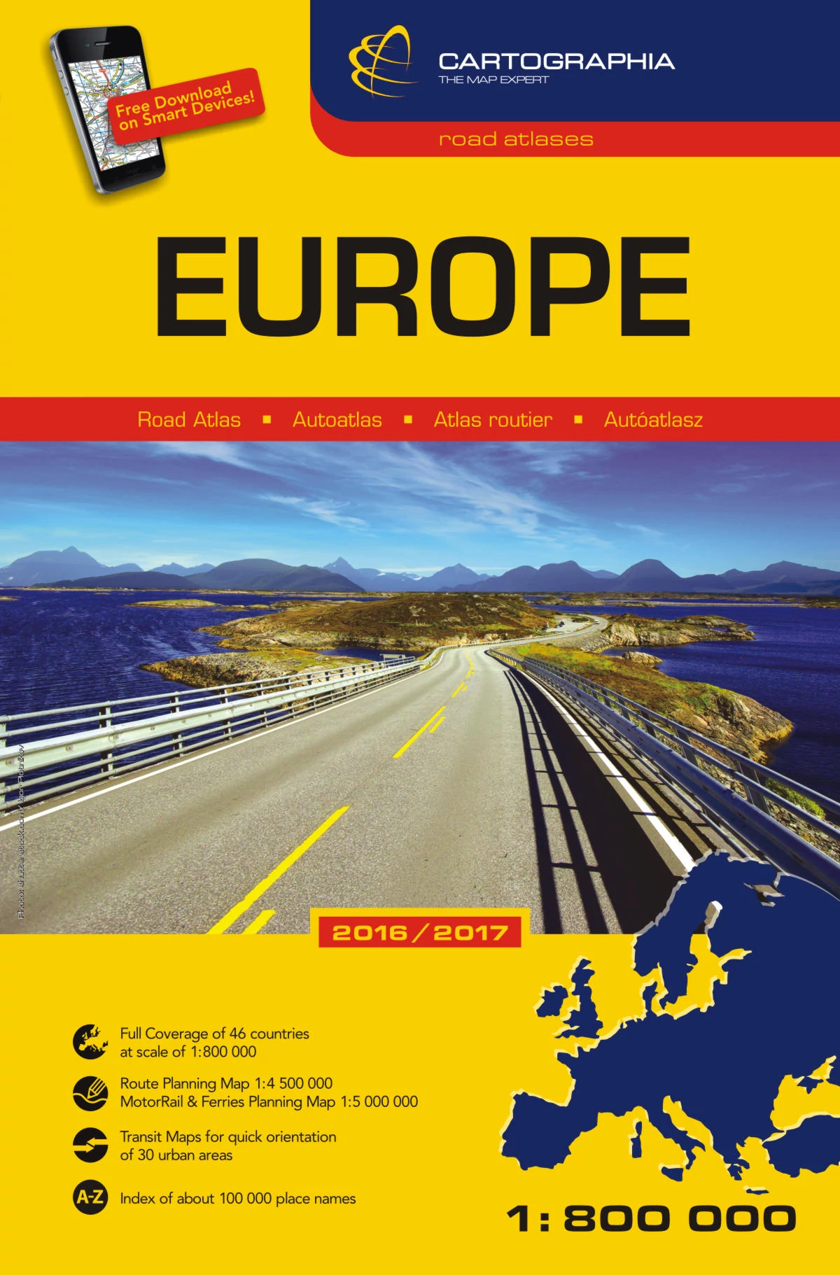 Atlasul Europei 1:800 000 2016/2017 (Outlet)