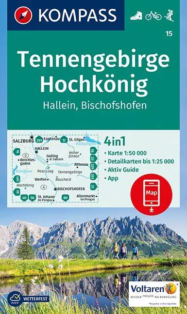 K 15 Tennengebirge Hochkönig harta turistică 4in1