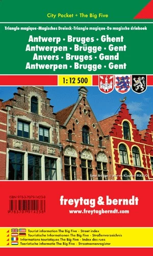 Antwerpen, Brügge, Gent City Pocket harta laminată (Freytag)