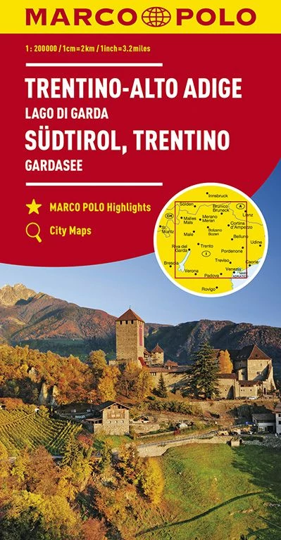 Italia - Tirol de Sud harta regiunii  , Trentino, Lacul Garda harta