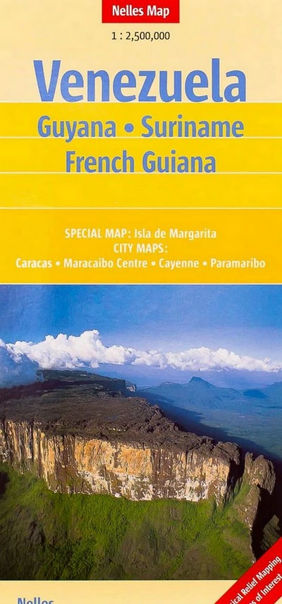 Venezuela - Guyana - Surinam, Guiana Franceză harta - Nelles