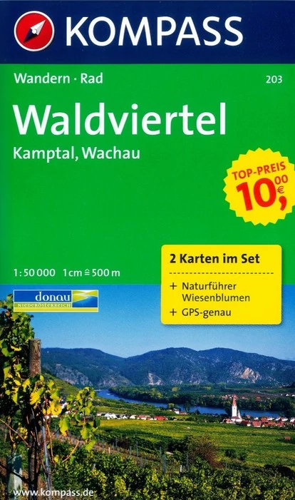 K 203 Waldviertel, Kamptal, Wachau harta turistică set 2 piese
