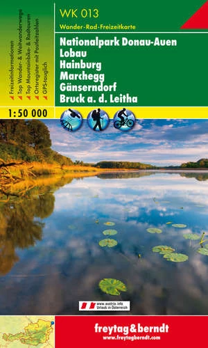WK013 Nationalpark Donau - Auen - Lobau - Hainburg - Marchegg - Gänserndorf - Bruck a.d. Leitha harta turistică (Freytag)