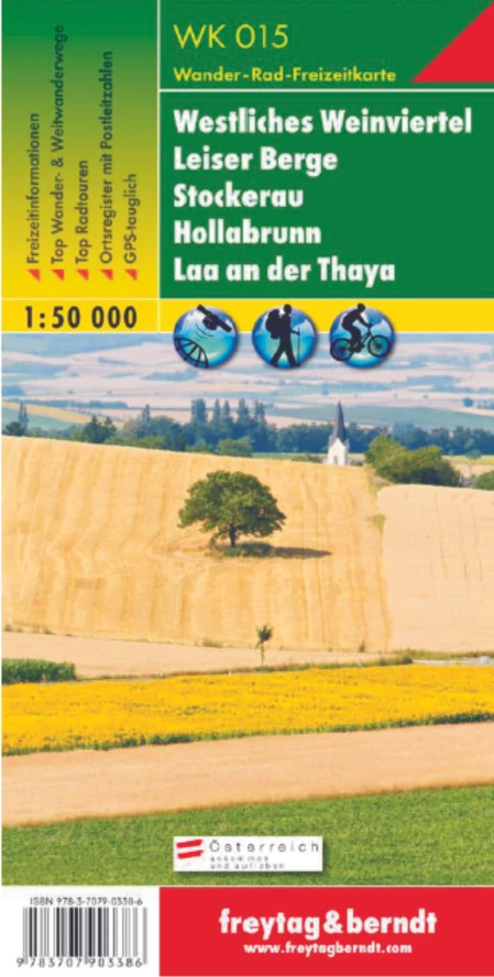WK015 Westliches Weinviertel - Stockerau - Leiser Berge - Hollabrunn - Laa an der Thaya  harta turistică (Freytag)
