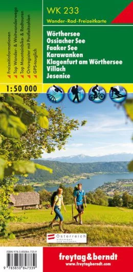 WK233 Wörthersee - Ossiacher See - Faaker See - Karawanken - Klagenfurt am Wörthersee - Villach - Jesenice harta turistică (Freytag)