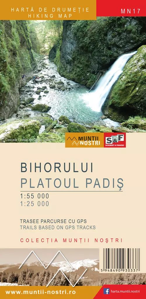 Harta de drumeţie a Munților  Bihorului - Platoul Padiș MN17 - Schubert-Franzke