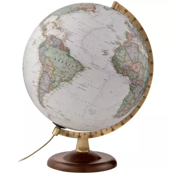Glob pamantesc Gold E, 30 cm - iluminat, antic, politic, talpa din lemn, National Geographic