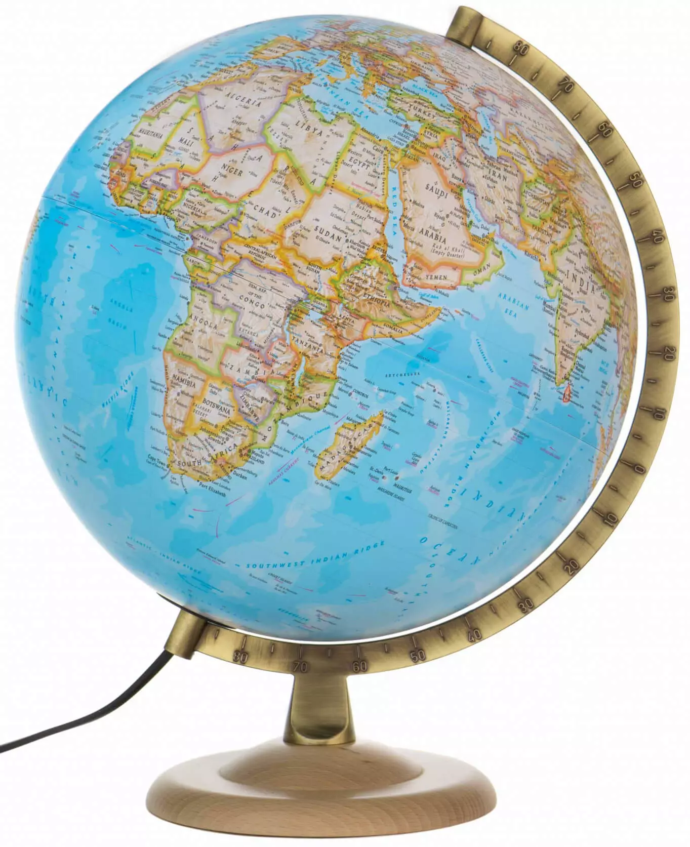 Glob pământesc Gold C, 30 cm - iluminat, politic, talpa din lemn, National Geographic