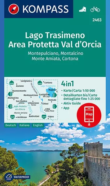 K 2463 Lago Trasimeno, Area Prottetta Val d'Orcia harta turistică 4in1