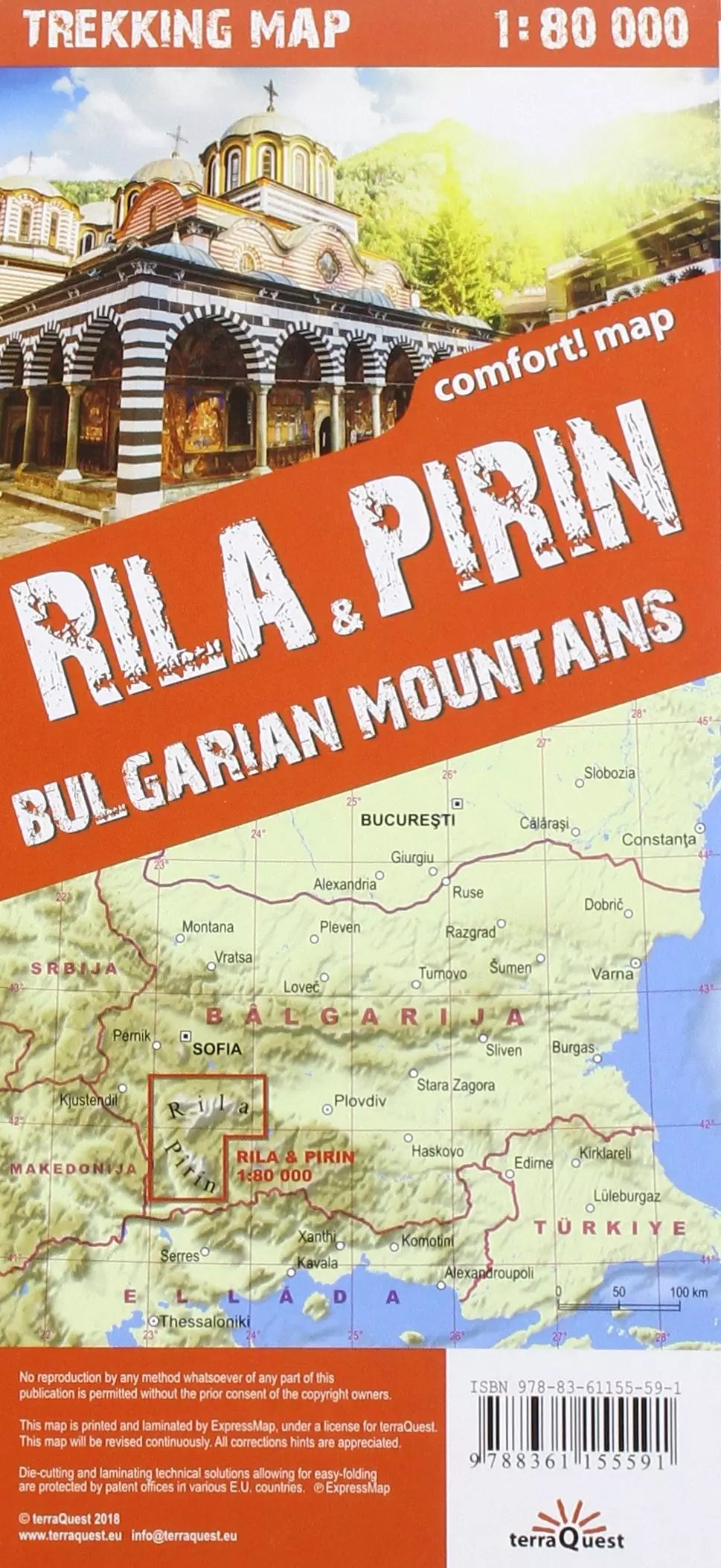 Rila, Pirin (Bulgaria) harta trekking