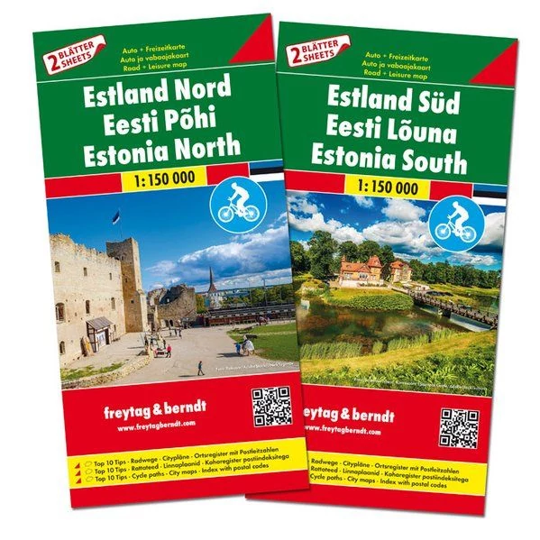 Estonia - set 2 hărți auto și de agrement (Nord, Sud) - Freytag
