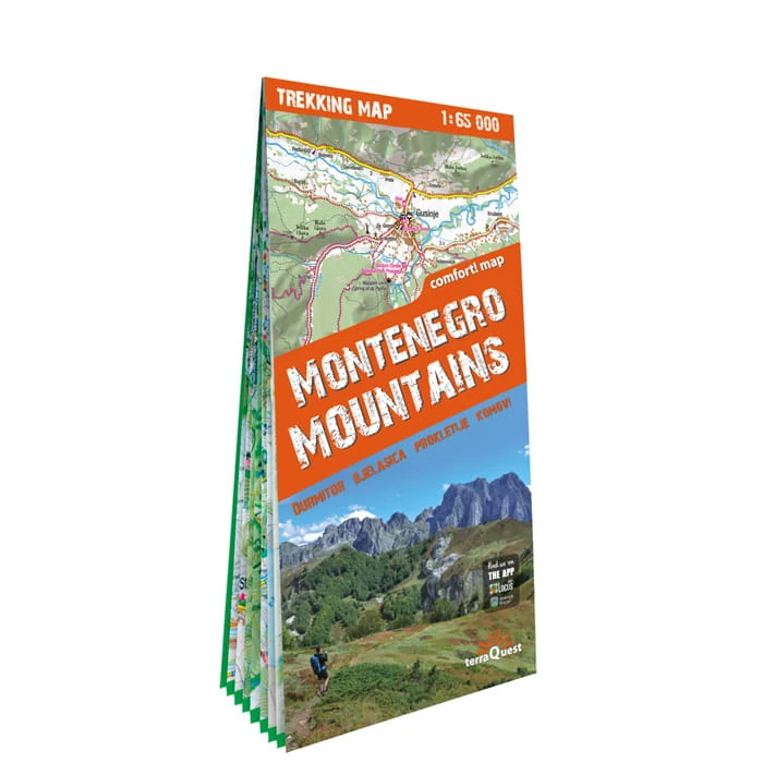 Hartă de drumeție a Munților Muntenegreni - Durmitor, Bjelasica, Prokletije, Komovi