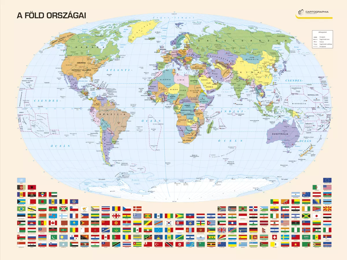 Harta lumii I., harta de perete (maghiara) - marime si manopera la alegere