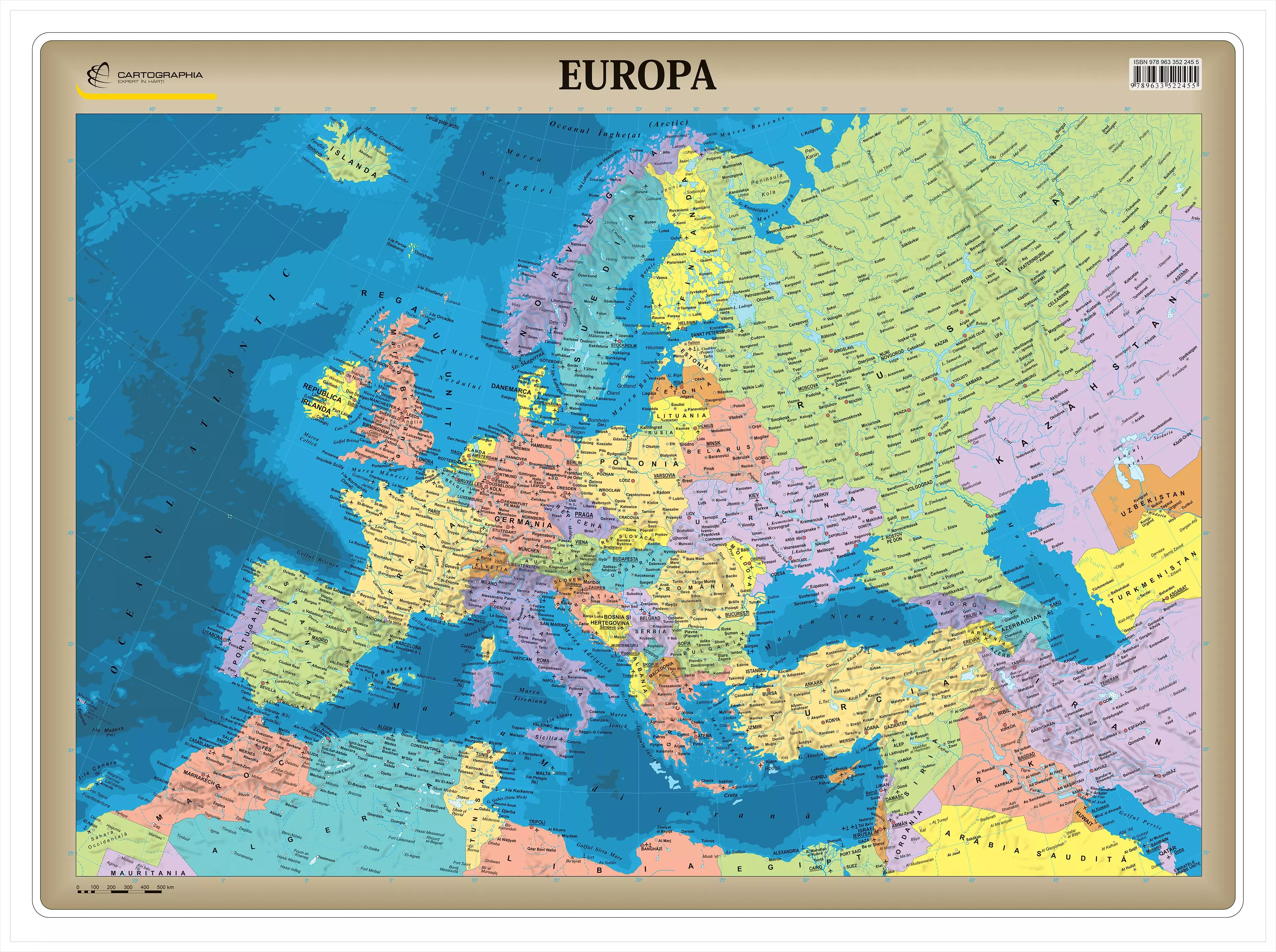 Europa II, harta de perete -mărime și manoperă la alegere