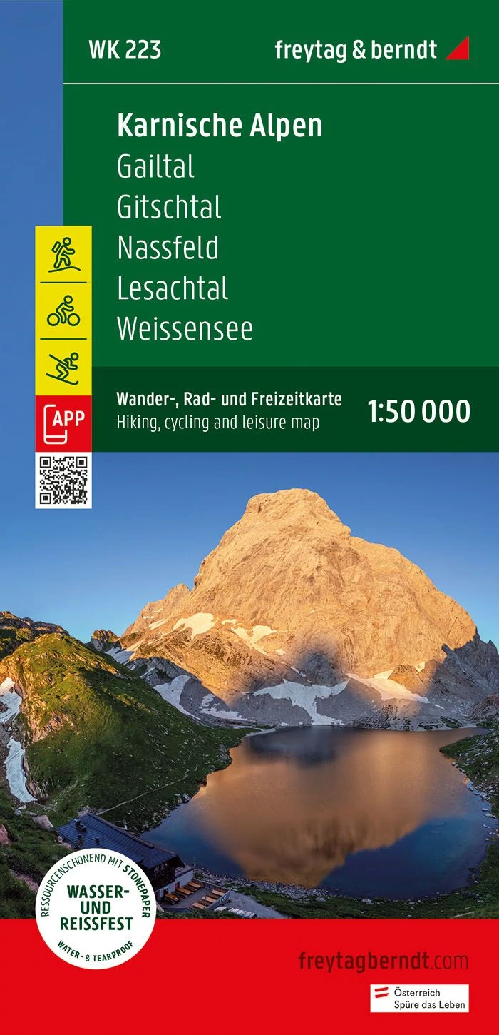 WK223 Alpii Carnic - Gailtal - Gitschtal - Nassfeld - Lesachtal - Weisensee - Oberdrautal  harta turistică (Freytag)