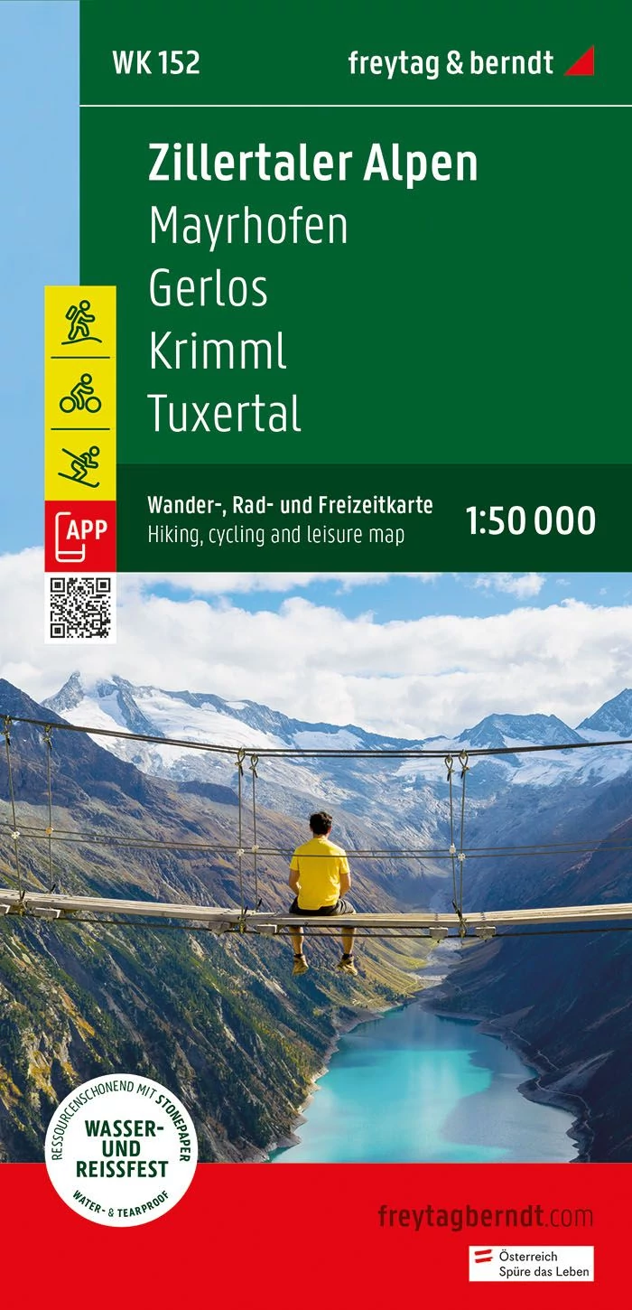 WK152 Mayrhofen - Zillertaler Alpen - Gerlos - Krimml - Tuxertal - Zell im Zillertal harta turistică (Freytag)