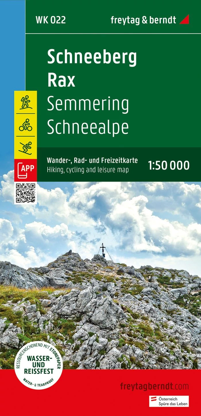 WK022 Semmering, Rax, Schneeberg, Schneealpe harta turistică (Freytag)