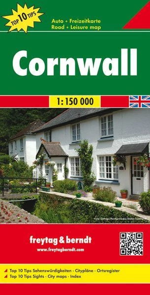 Cornwall (Sud - Vestul Angliei) harta de agrement și rutiera (Freytag)