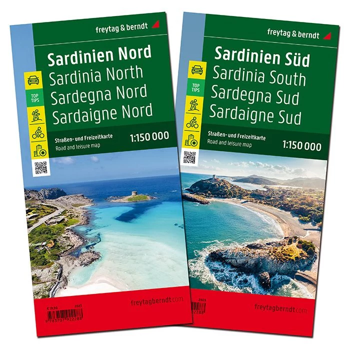 Sardinia - set 2 hărți auto și de agrement (Nord, Sud) - Freytag