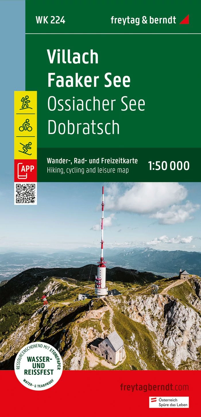 WK224 Faaker See - Ossiacher See - Villach - Dreilandereck - Unteres Gailtal harta turistică (Freytag)
