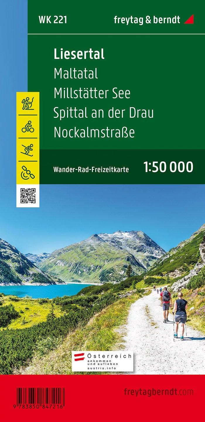 WK221 Liesertal - Maltatal - Millstatter See - Spittal an der Drau - Nockalmstrasse harta turistică (Freytag)