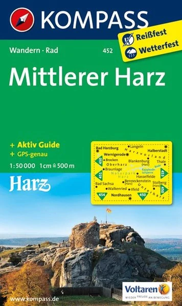 K 452 Harz - partea mijlocie harta turistică 1:50 000