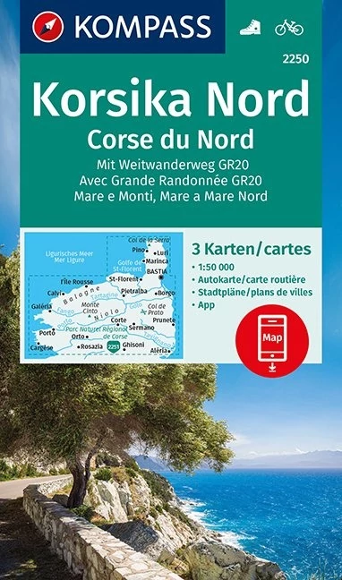 K 2250 Corsica partea de Nord harta turistică set 3 piese