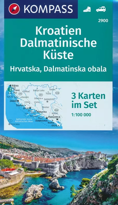 K 2900 Croația - Coasta Dalmațiană harta turistică set 3 piese