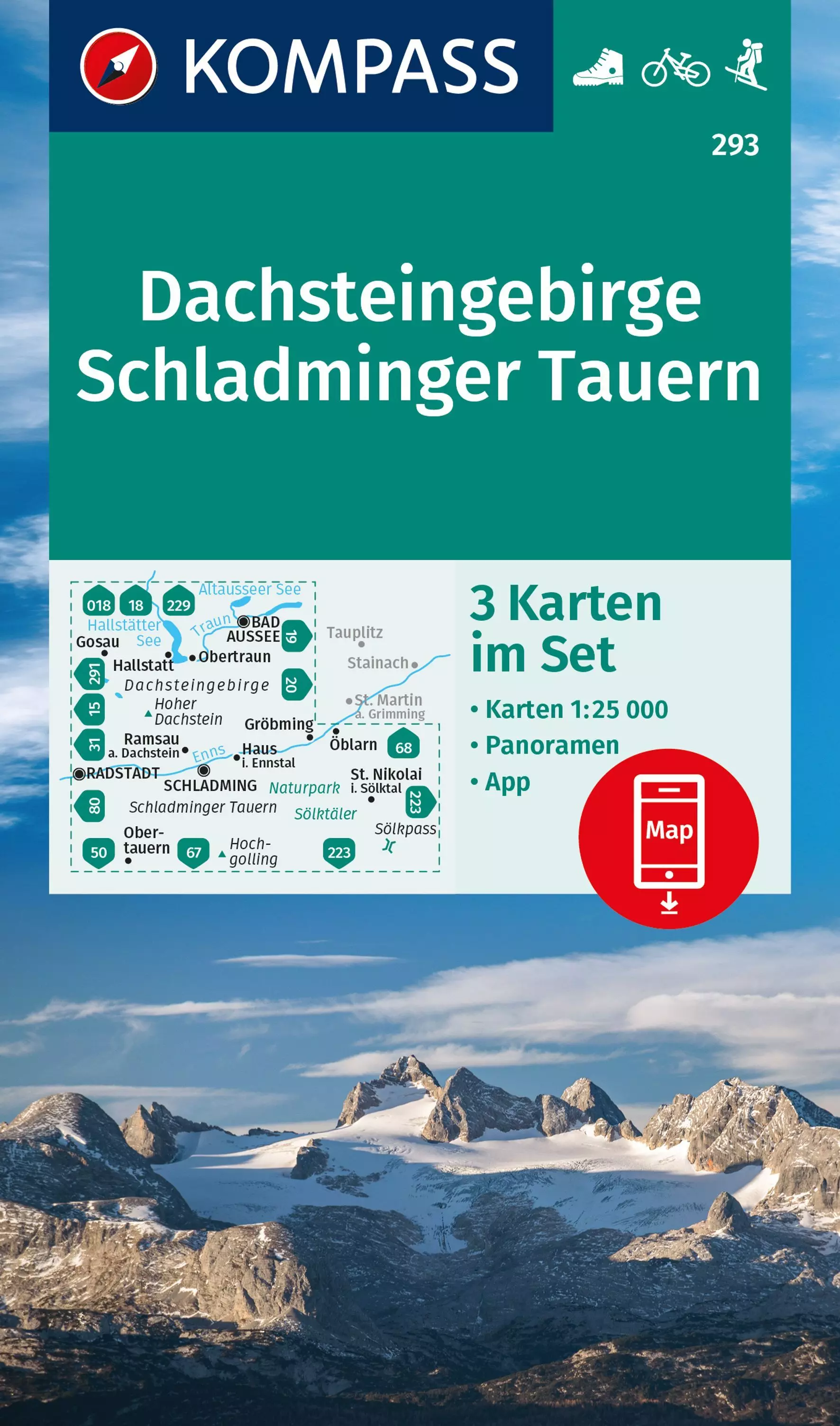 K 293 Dachsteingruppe, Schladminger Tauern harta turistică set 3 piese