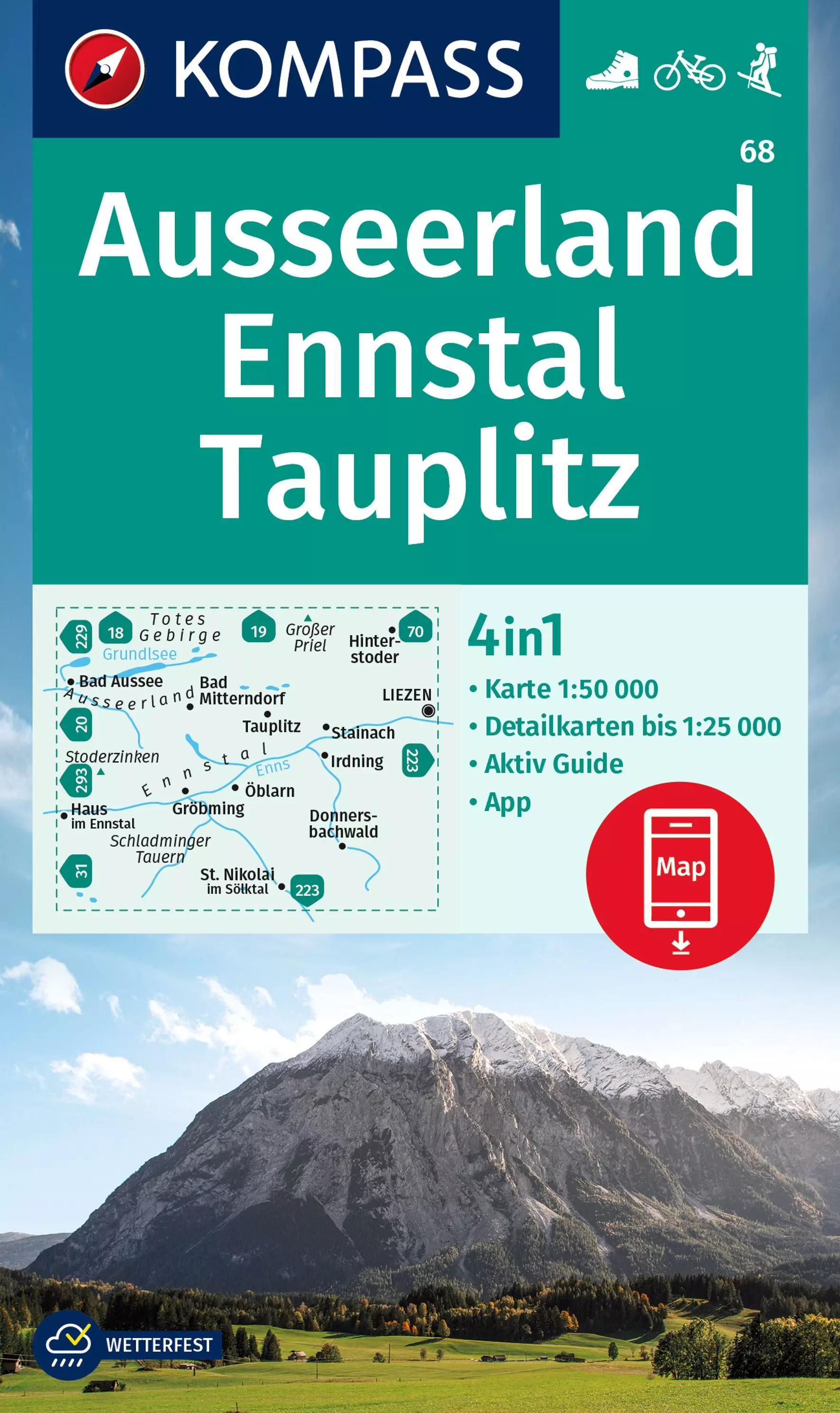 K 68 Ausseerland - Ennstal harta turistică 4in1