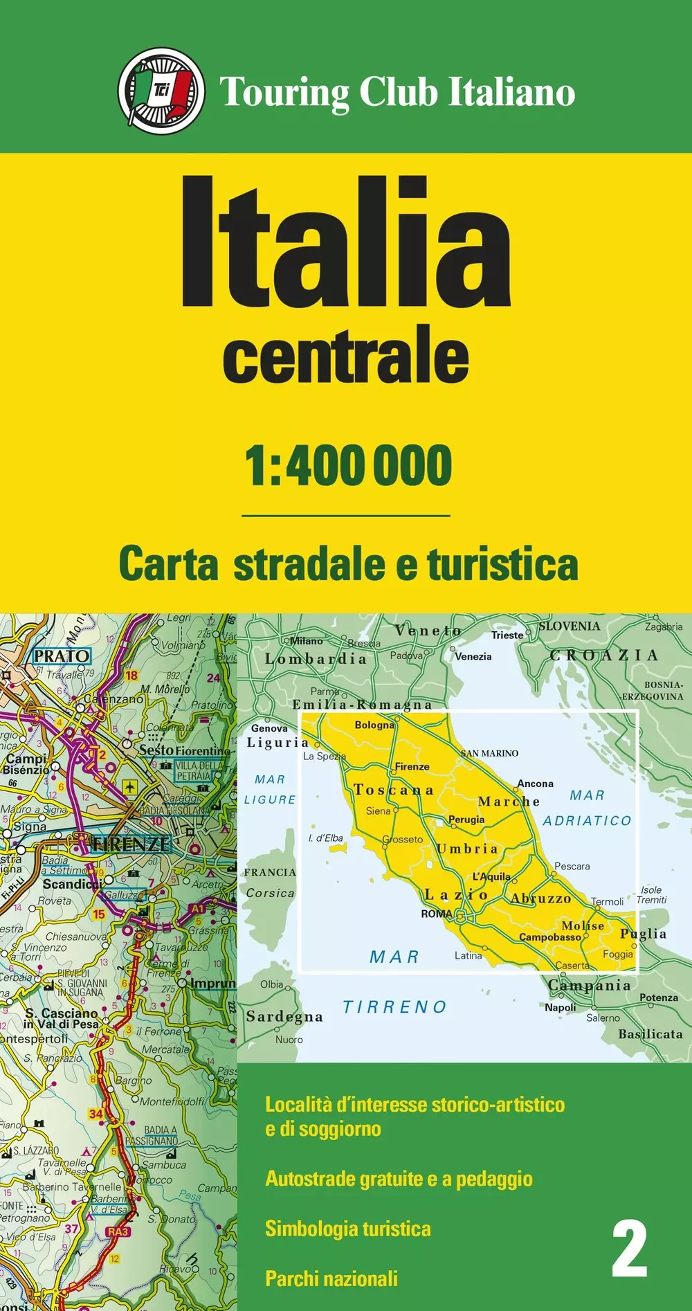 Italia centrală harta rutieră - TCI