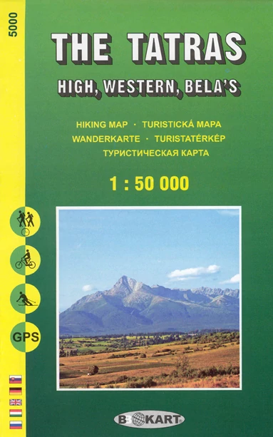 TP5000 Tatra (Înaltă, de Vest, Belai) harta turistică 1:50 000 (engleză)