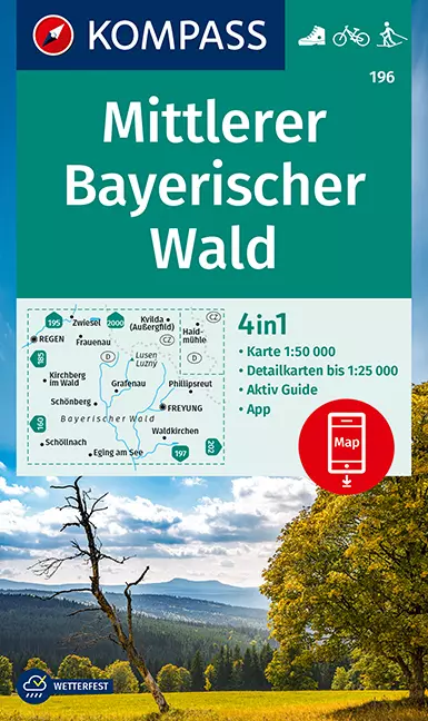 K 196 Pădurea Bavareză partea centrală harta turistică 4in1
