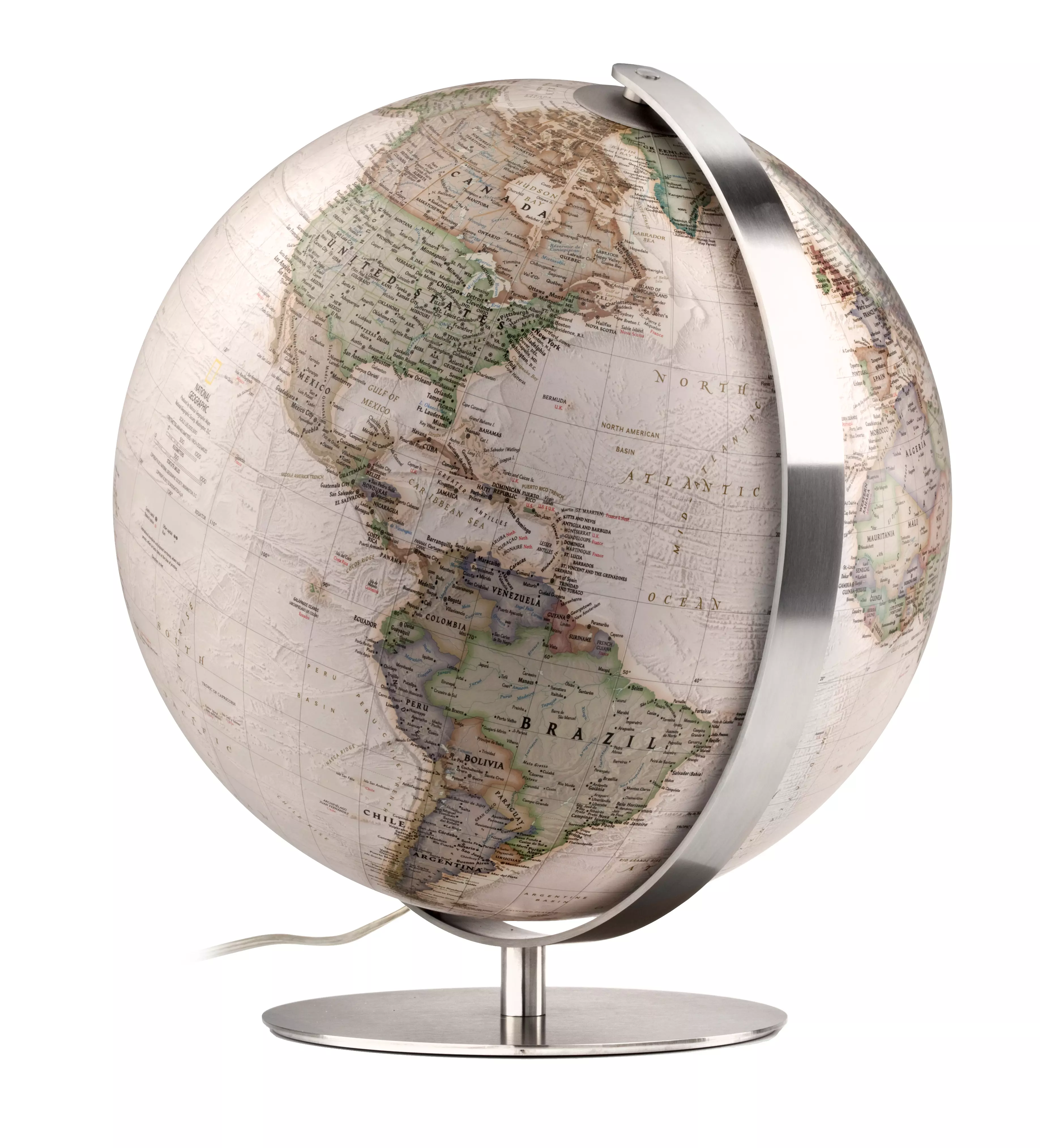 Glob pamantesc Extra Executive, 37 cm -artizanala, talpa din metal, National Geographic (limba engleza)