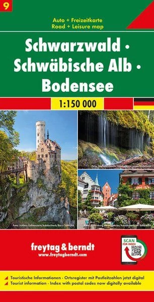 Germania regiunii  (9) Pădurea Neagră - Schwabische Alb - Lacul Boden harta auto - Freytag
