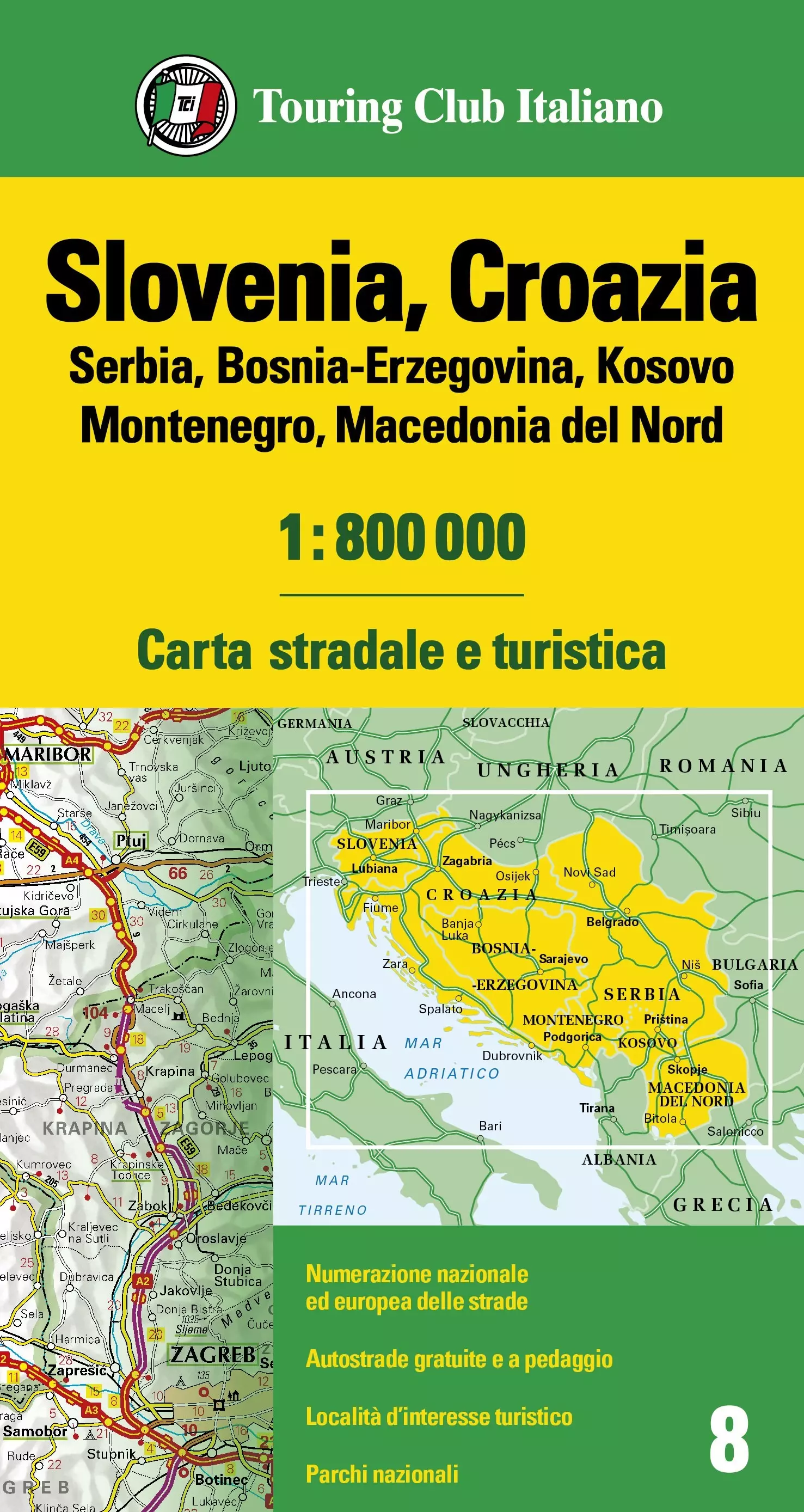 Slovenia, Croația, Bosnia și Herțegovina, Serbia, Muntenegru, Macedonia harta - TCI
