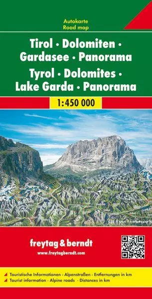 Tirol -Dolomiți - Lacul Garda harta panoramică, 1:450 000 (AK26) - Freytag