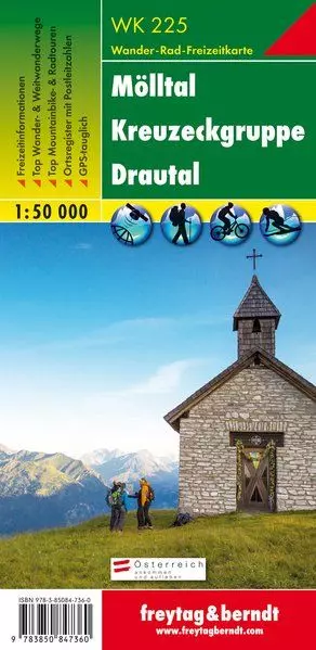 WK225 Mölltal - Kreuzeckgruppe - Drautal harta turistică - Freytag
