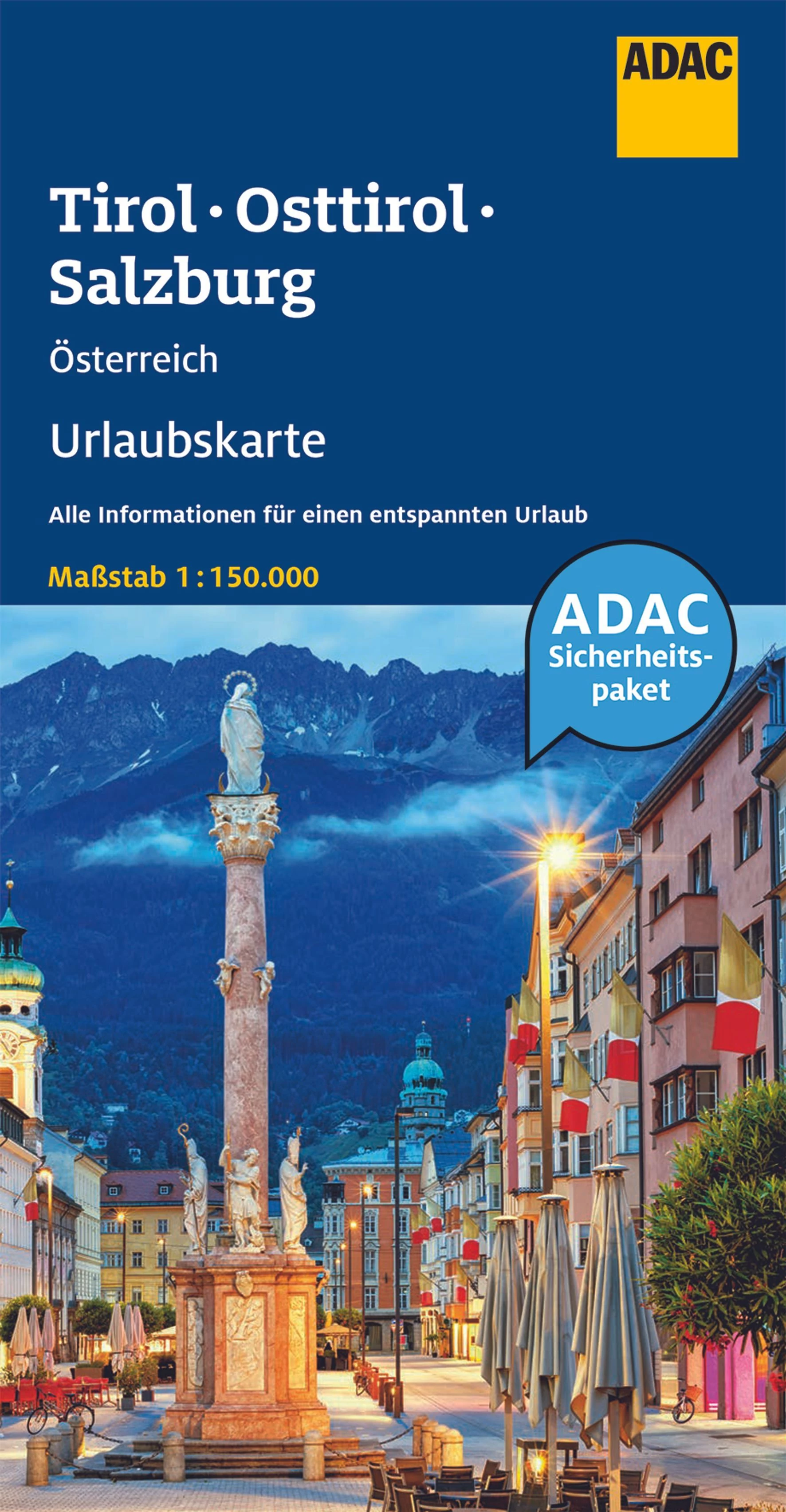 Austria harta turistică - Tirol-Tirol Est-Salzburg - ADAC