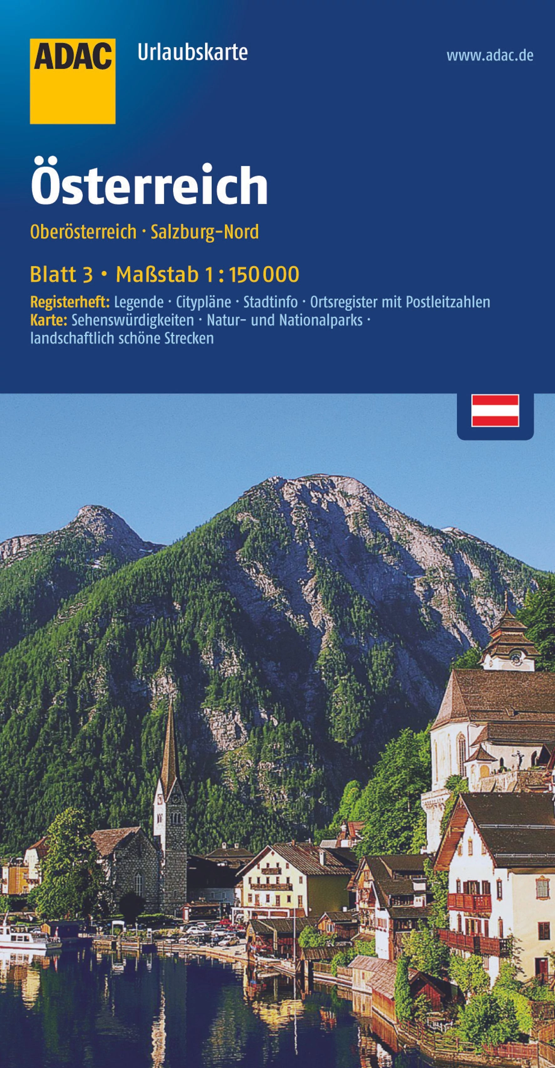 Austria Superioară, Salzburg partea de nord harta turistică - ADAC