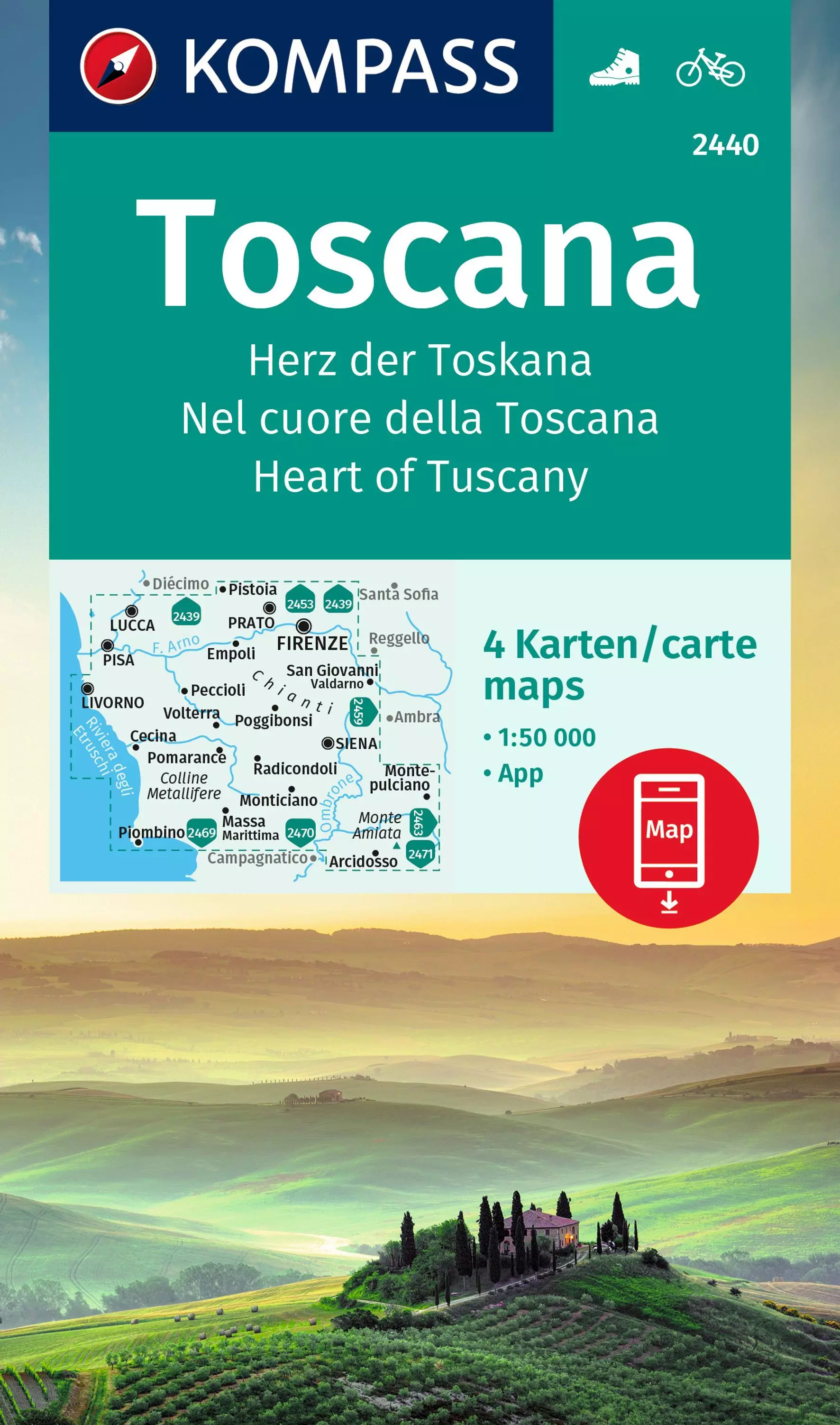 K 2440 Toscana harta turistică set 4 piese