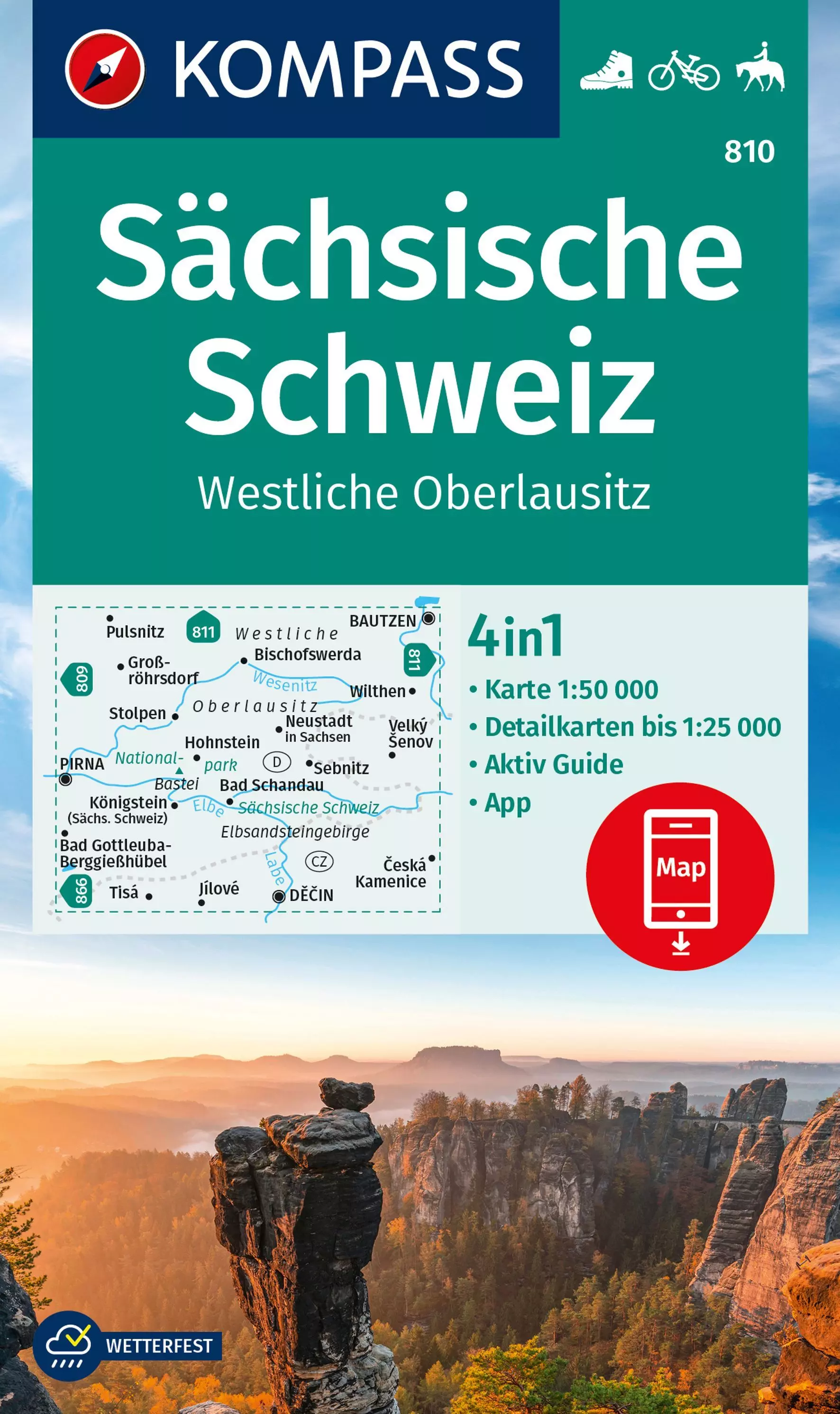 K 810 Elvetia, Oberlausitz - Vest harta turistică 4in1